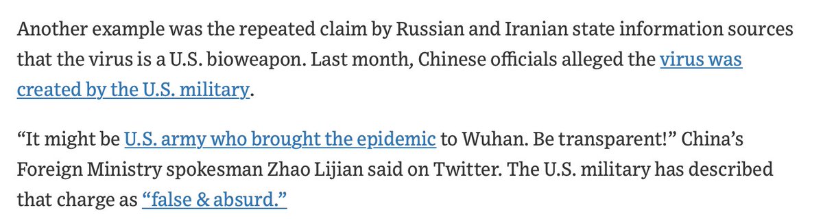 Russian and Iran are amplifying China's horrific charge that the U.S. Department of Defense poisoned the people it's sworn to protect - and millions around the world.The three nations accuse Americans of war crimes.