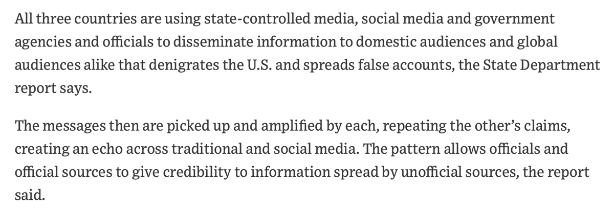 Major revelation:1. This disinformation effort comes from the highest level of each nation-state2. They work together as a force multiplier against the United States3. The goal is to allow poor health policies in the West, resulting in more deathsIt's information warfare.