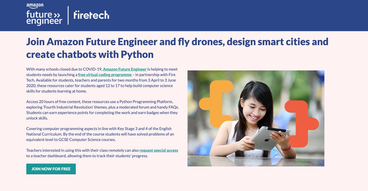 amma_centre's tweet photo. With many schools closed due to COVID-19, Amazon Future Engineer is helping to meet students needs by launching a free virtual coding programme.
https://t.co/vDjtTSXP3x
#HomeCoding @learn_ni https://t.co/1QvITB7pTj
