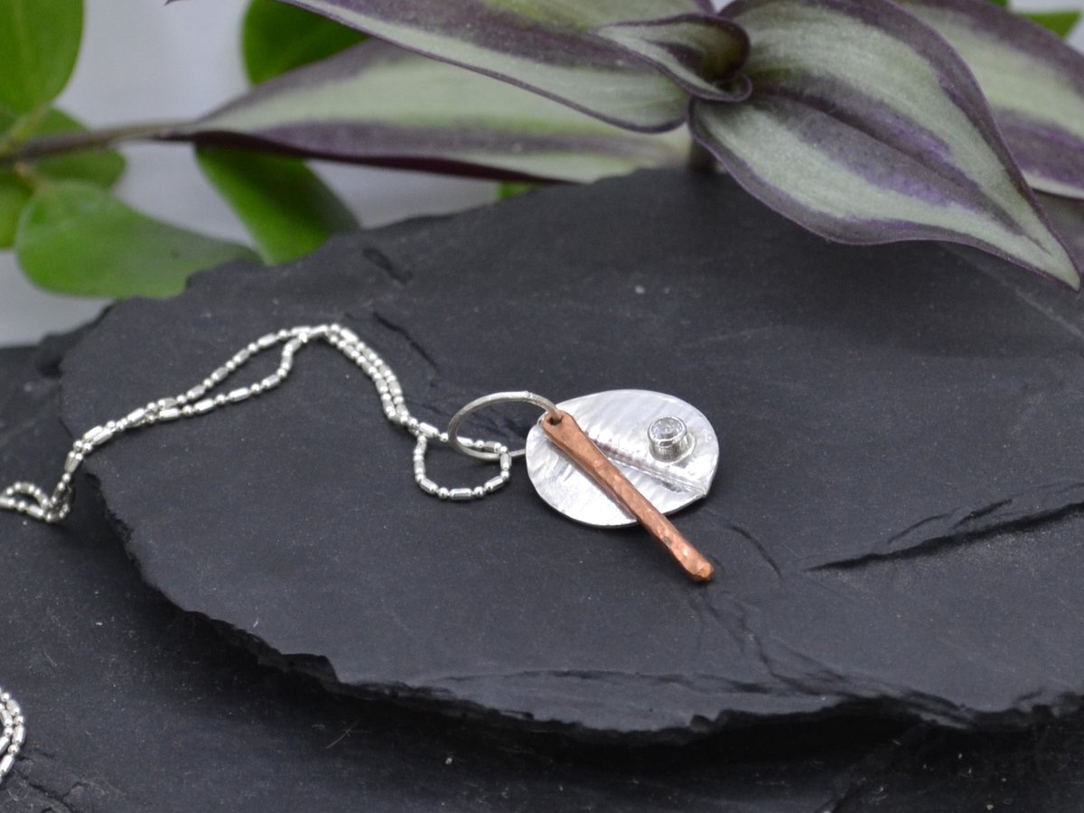 InariDesign's tweet image. Silver fold formed pendant with Copper bar and CZ accent #jewellery #jewelry #fashion #accessories #style #jewellerydesign #jewellerylover #jewellerydesigner #jewelrydesigner #handmadejewellery  #jewelleryoftheday #jewelryoftheday #jewelleryaddict  #jewelleryartist