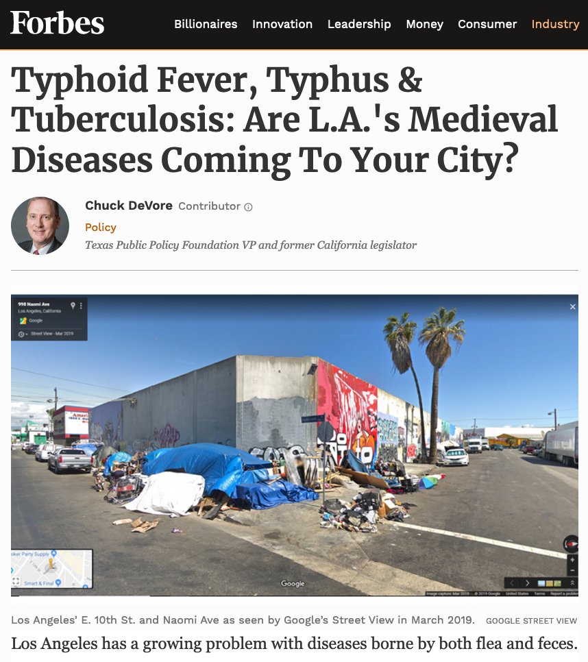 We’ve seen over the past few years, roach infestations, rat infestations, spent needles abound, and human beings left to their own devices to defecate on the streets. We’ve seen typhus and typhoid make a comeback, and the ever-looming threat of the bubonic plague.