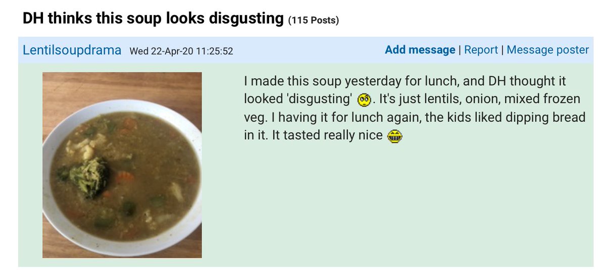 Madness on Twitter ""DH thinks this soup looks disgusting"…