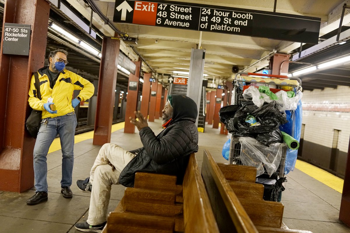 Sylver and I shared a history of living in Nigeria. He was born in the Ibo tribal region and I grew up in the Hausa region. But I had a mask for my face; he had a scarf. I have a home, he has the subway, which he says is safer than a shelter 2/7