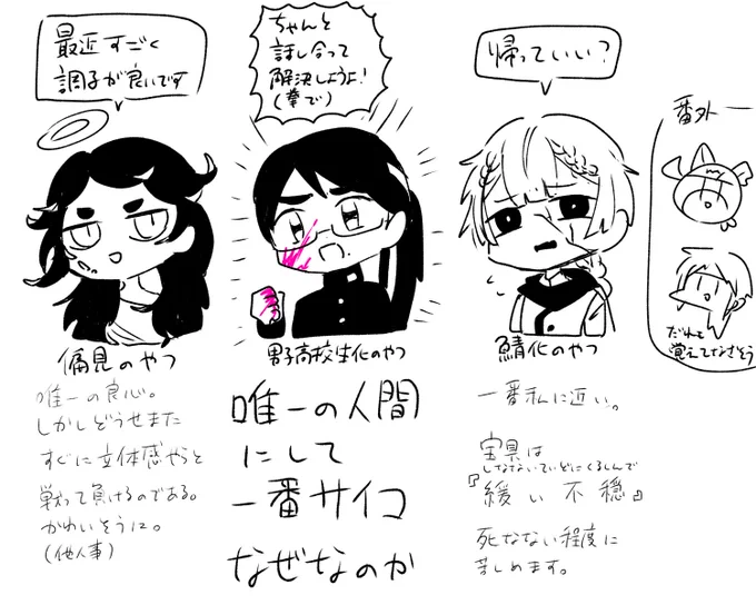 そう言えば代理にするとすればタグの子達だろうなと思って改めてまとめたはいいけど癖が強えなと思いました 