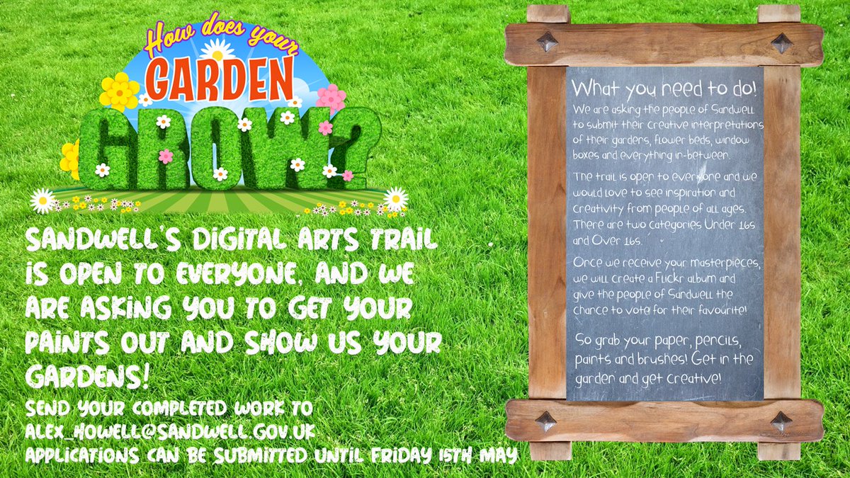 Exciting times!!  This years Arts Trail is going digital!  Sandwell How does your garden grow?  

Lets see your fantastic paintings/sketches/drawings of your wonderful gardens! #artstrail #garden #GardenersWorld #paint #stayhomeandjoinin