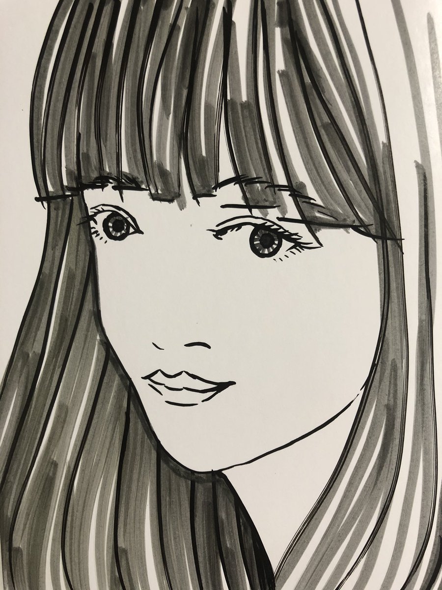 Nao ストレートヘアの女の子 墨ペンによる下書き無しの一発書き フォロワーさんの推しが描きたい 絵 絵描き繋がれ イラスト イラスト依頼 イラスト好きな人と繋がりたい イラストレーター