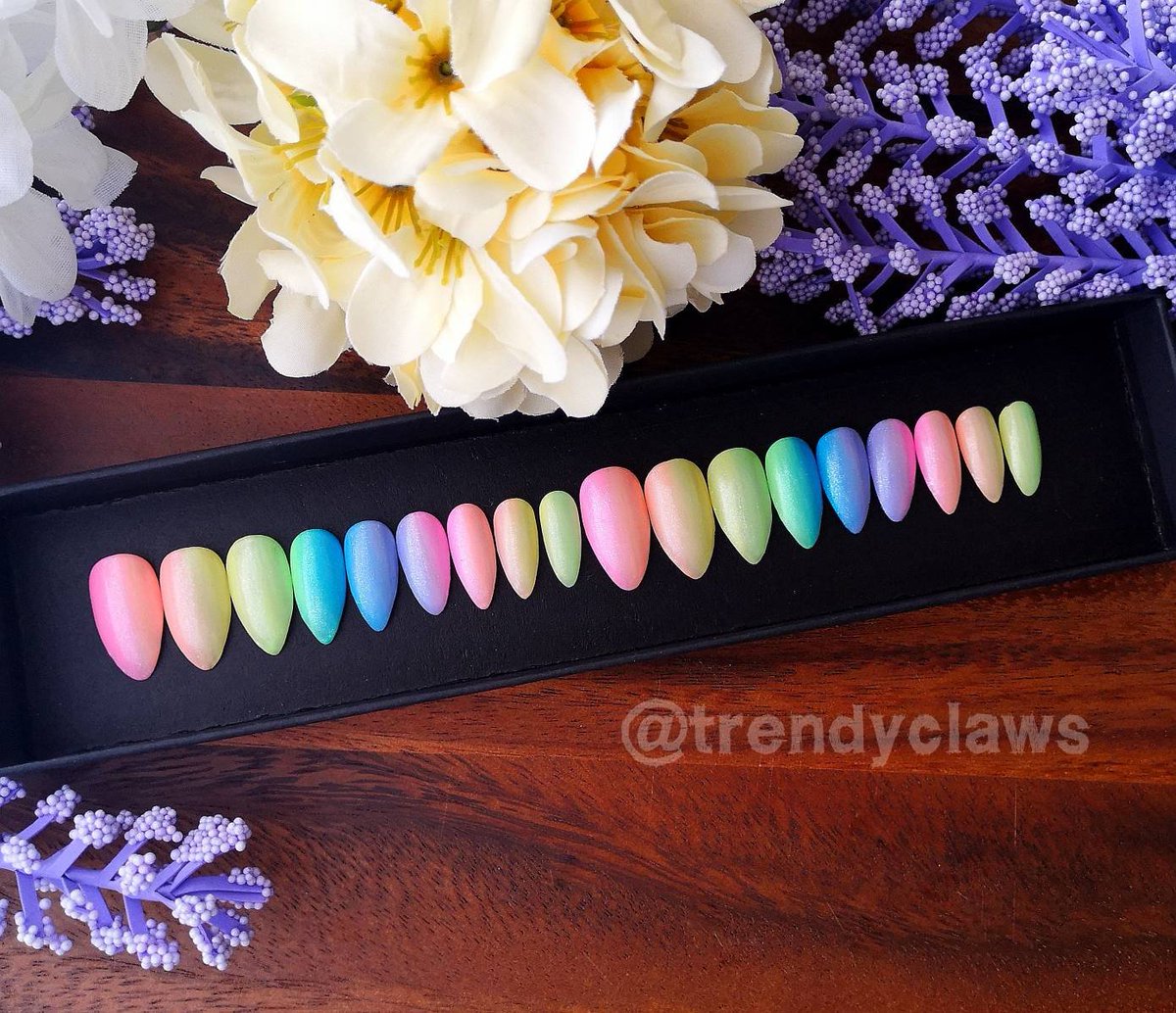 Excited to share the latest addition to my #etsyshop: Pastel Rainbow Ombre Sparkle - Custom Press On Nail Set #etsy #pressons #nailsets #springfashions #rainbows #eainbownails 🌈🌈 etsy.me/2Kn9ind