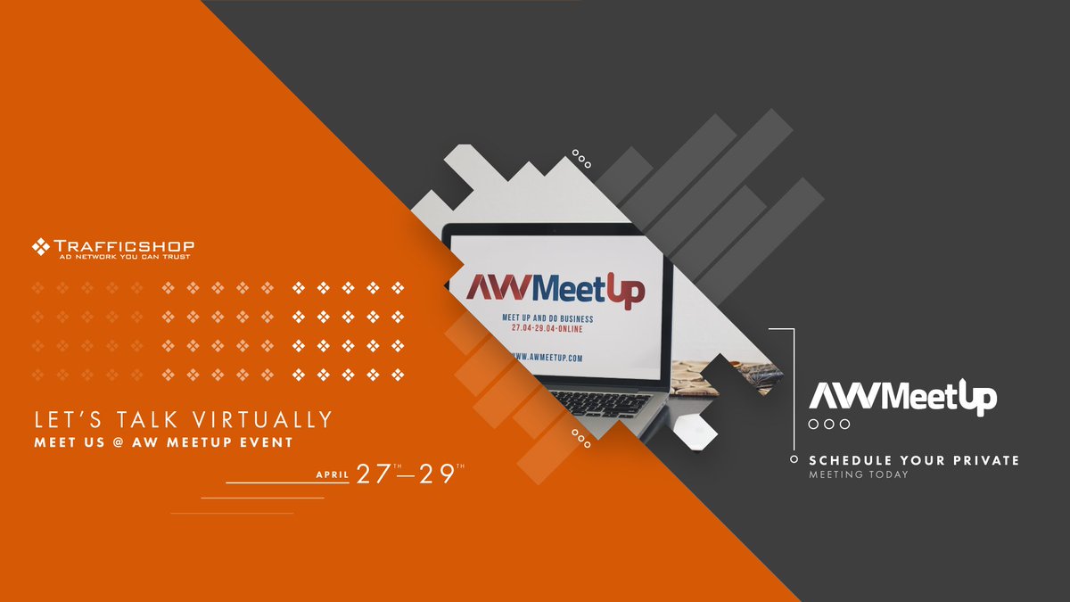 TrafficShop's tweet photo. We are super excited to announce our participation at AWMeetup Event which will begin next Monday, 27th of April 2020 until 29th of April 2020.  

Learn More: 
https://t.co/5LomLffD3p https://t.co/Epa9AqG8qU