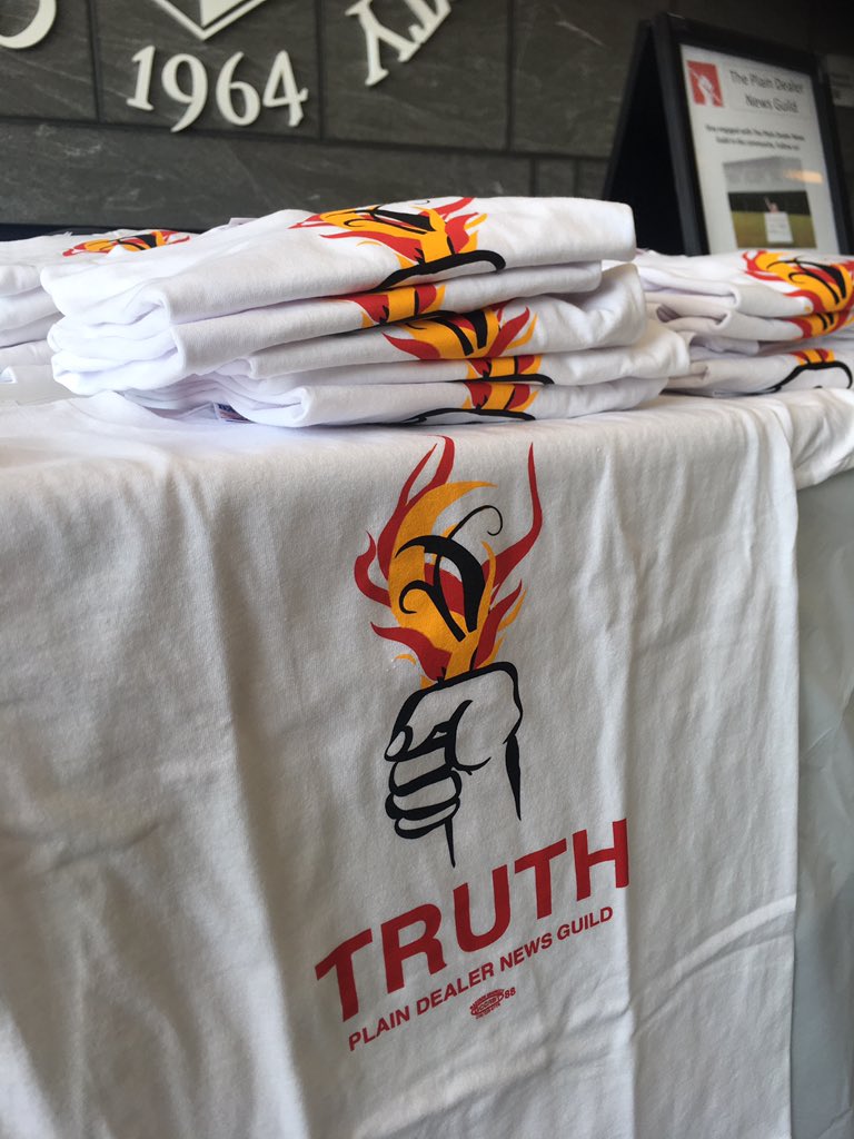 We are offering our Truth shirts for free to anyone who would like to show support for <a href="/PDNewsGuild/">The (Ghost of) PD News Guild</a>. To order, contact one of our chairs: <a href="/GChristCLE/">Ginger Christ</a> <a href="/RachelDissell/">Rachel Dissell</a> <a href="/LauraDeMarcoCle/">Laura DeMarco</a>. To help cover shipping costs, visit tinyurl.com/yc2dkfjg. Tag us in shirt pictures! ✊