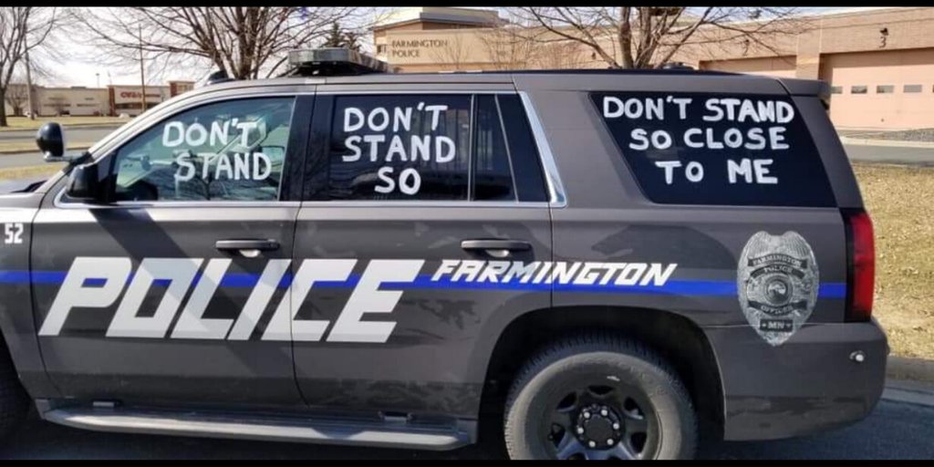 Thanks for sending us FUN stuff – we’ll repost from time to time.  Love this meme X5: Love our peace officers, the band, the song, the social distancing message and all things FUN!  Hope it gives you a good laugh.  bit.ly/3aIbaT8 #FunIsGood #FunIsGoodTeam