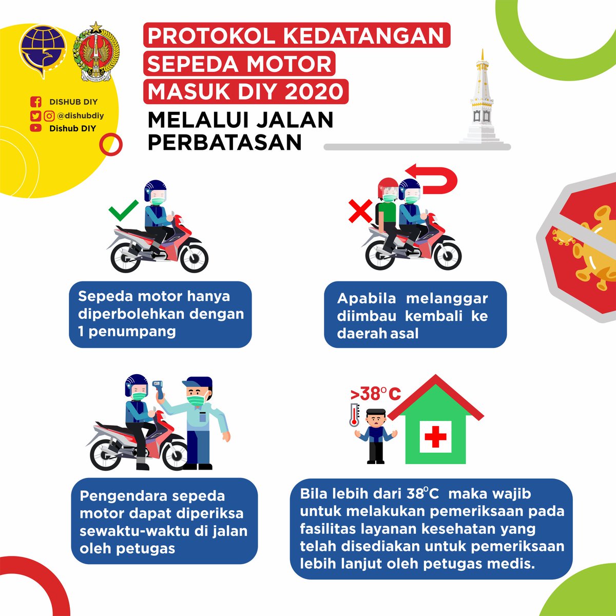 Bagaimana jika #SobatBerkendara naik sepeda motor? Tenang, sudah diatur juga di Peraturan Menteri Perhubungan Republik Indonesia Nomor 18 Tahun 2020. Selengkapnya dapat dilihat di sini bit.ly/PM18Th2020 atau klik link di bio ya...⁣⁣⁣⁣
⁣⁣⁣⁣
