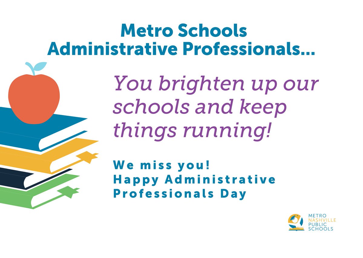 Our schools are lucky to have dedicated and wonderful administrative professionals who keep everything running - all the time. Happy Administrative Professionals Day! We can't wait to be back in school with you again.