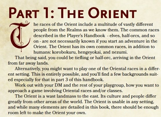 Heroes of the Orient by Marc Altfuldisch is easily one of the worst "modern" OA supplement I've seen. It's lazy, reductive, and does little to progress the hobby beyond the Asian stereotypes of the 80s. Dear white gamer, "make the Orient your own".  #dungeonsanddragons