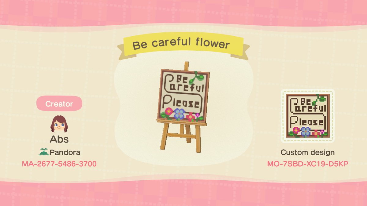 abzies_'s tweet image. A cottagecore inspired &apos;Be careful please&apos; of the flowers design 

#acnhdesign #acnhpattern #AnimalCrossing #ACNH #NintendoSwitch