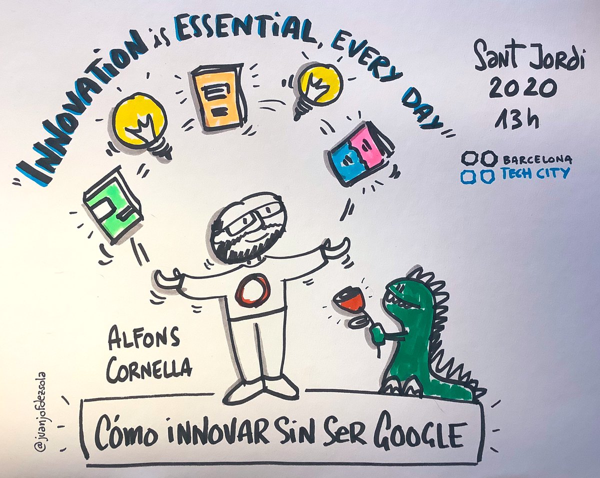 #santjordi a @bcntechcity amb <a href="/acornella/">alfons cornella</a> d'<a href="/infonomia/">Instituteo of Next by Infonomia</a>: «Innovation is essential, every day». Bones idees, recomanacions de llibres... i #sketchnotes que faré jo, <a href="/juanjofdezsola/">Juanjo Fernández | DIBUPA</a>! 🤗. Rotuladors a punt ... i moltes ganes! barcelonatechcity.com/events/sesion-… 23/4 13h #visualthinking