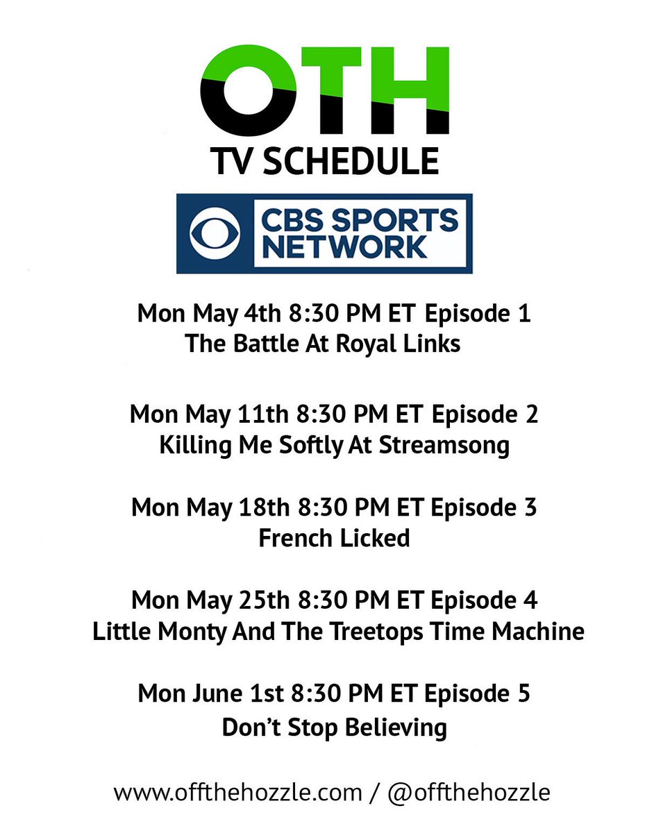 A new episode of Off The Hozzle will debut every Monday night at 8:30 PM ET until the season finale on June 1st. <a href="/CBSSportsNet/">CBS Sports Network</a>