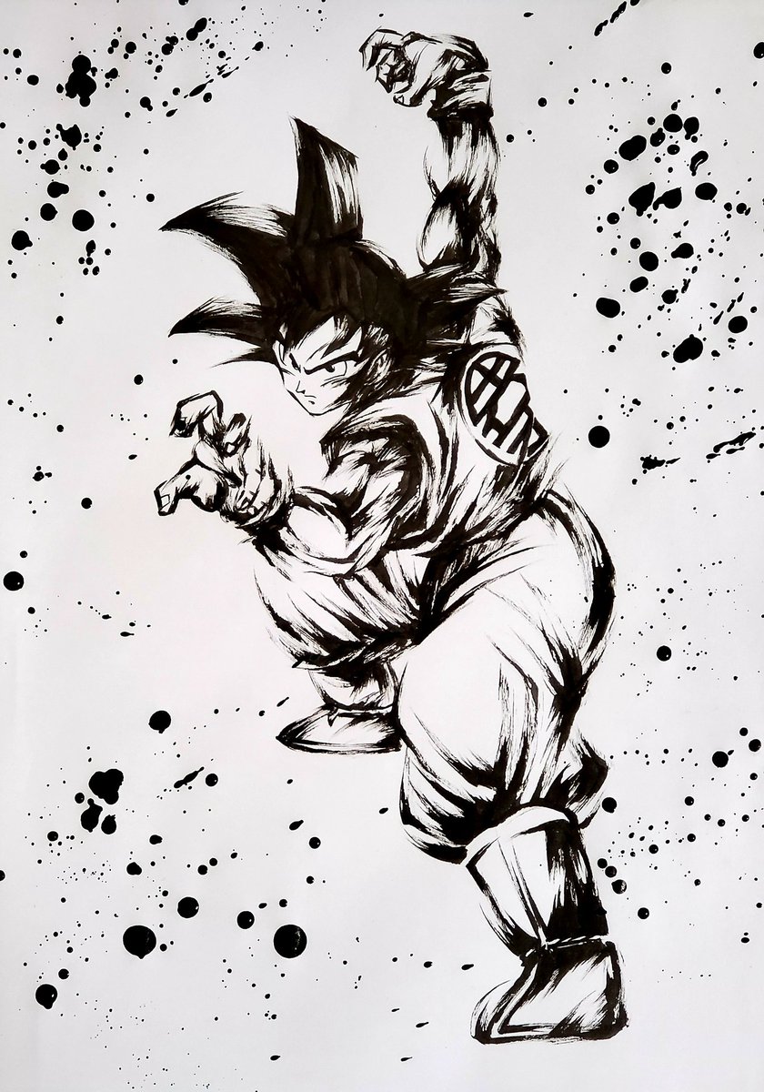 こバya4 悟空描きました ドラゴンボール 模写 墨絵 イラスト