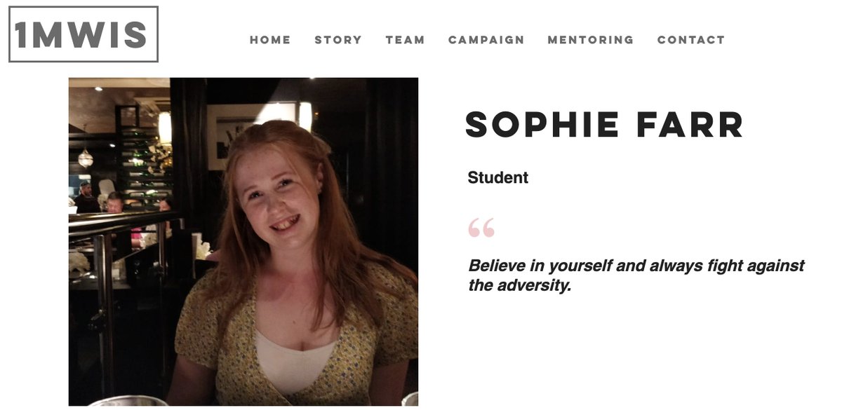 THREAD 27/51 Meet Sophie Farr - a student in high school working towards her GCSEs & aspiring anesthetist. We're so excited to have her, she's one of our youngest features & has many wise words - encouraging us to fight adversity!Ft & thx  @ScienceSoph  http://www.1mwis.com/profiles/sophie-farr