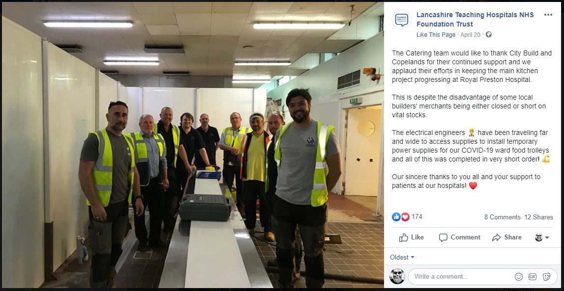 City Build (@city_build) on Twitter photo Lovely words about City Build, and our friends at <a href="/ACopelandGroup/">A Copeland Group Limited</a>, from Lancashire Teaching Hospitals on their Facebook page. We're on site at Royal Preston Hospital refurbishing their main kitchen.
ashtag
#NHS
#Construction
#Hospitals
#COVID19 Lovely words about City Build, and our friends at <a href="/ACopelandGroup/">A Copeland Group Limited</a>, from Lancashire Teaching Hospitals on their Facebook page. We're on site at Royal Preston Hospital refurbishing their main kitchen.
ashtag
#NHS
#Construction
#Hospitals
#COVID19