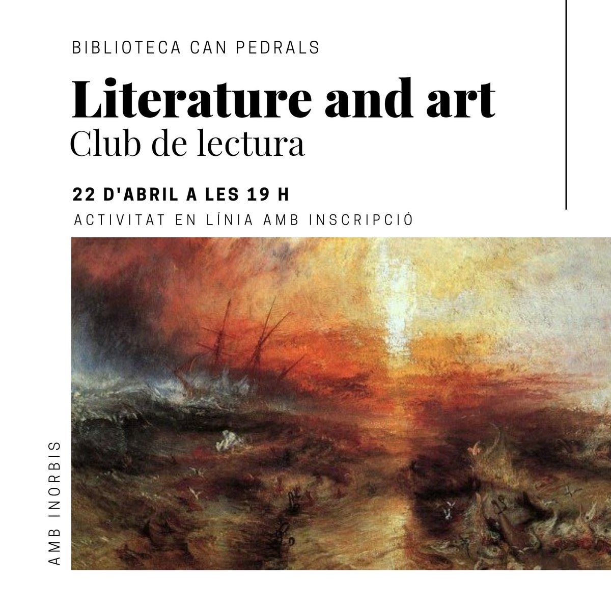 bibliotequesgr's tweet photo. Literature and art en línia 💻
El #ClubDeLectura d'anglès es trobarà, avui a les 19 h, per parlar de literatura i art amb #Inorbis. 📕🖼
#BibliotecaCanPedrals #joemquedoacasaXBM @GRN_cultura @bibliotequesXBM https://t.co/tdPj7g74Ds