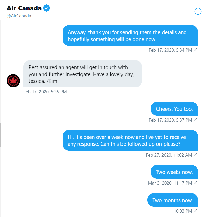 HProtagonista's tweet photo. I've been struggling since before things got hairy to even have the situation acknowledged by @AirCanada. 🤷♀️
#BasicService ? #RefundPassengers https://t.co/EAI64hIjAJ