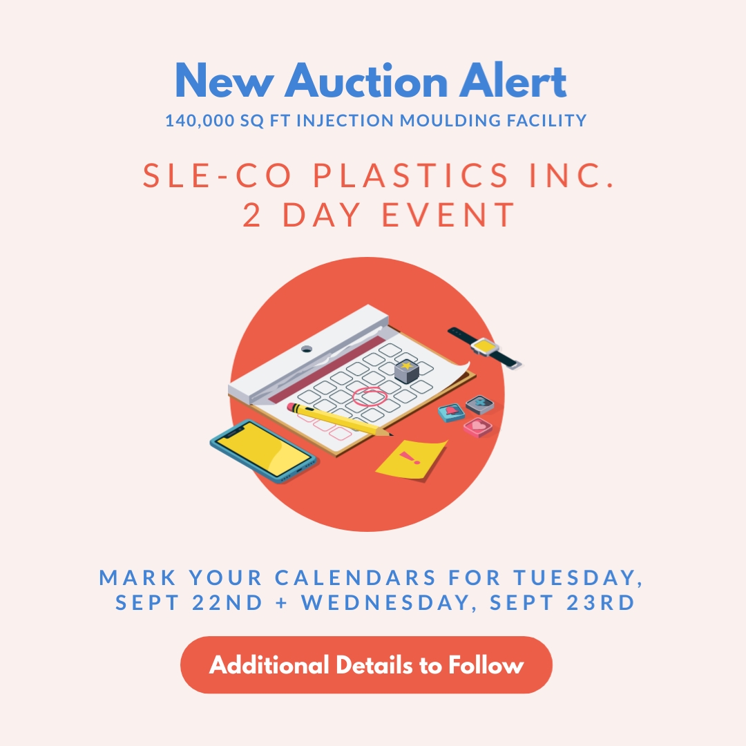 infinity_asset's tweet image. New Auction Alert! 140,000 sq ft Injection Moulding Facility - SLE-CO Plastics Inc. 📢

Mark your calendars for this upcoming 2 DAY EVENT happening Tuesday, September 22nd - Wednesday, September 23rd ⏰

#usedequipment #manufacturing #2dayevent