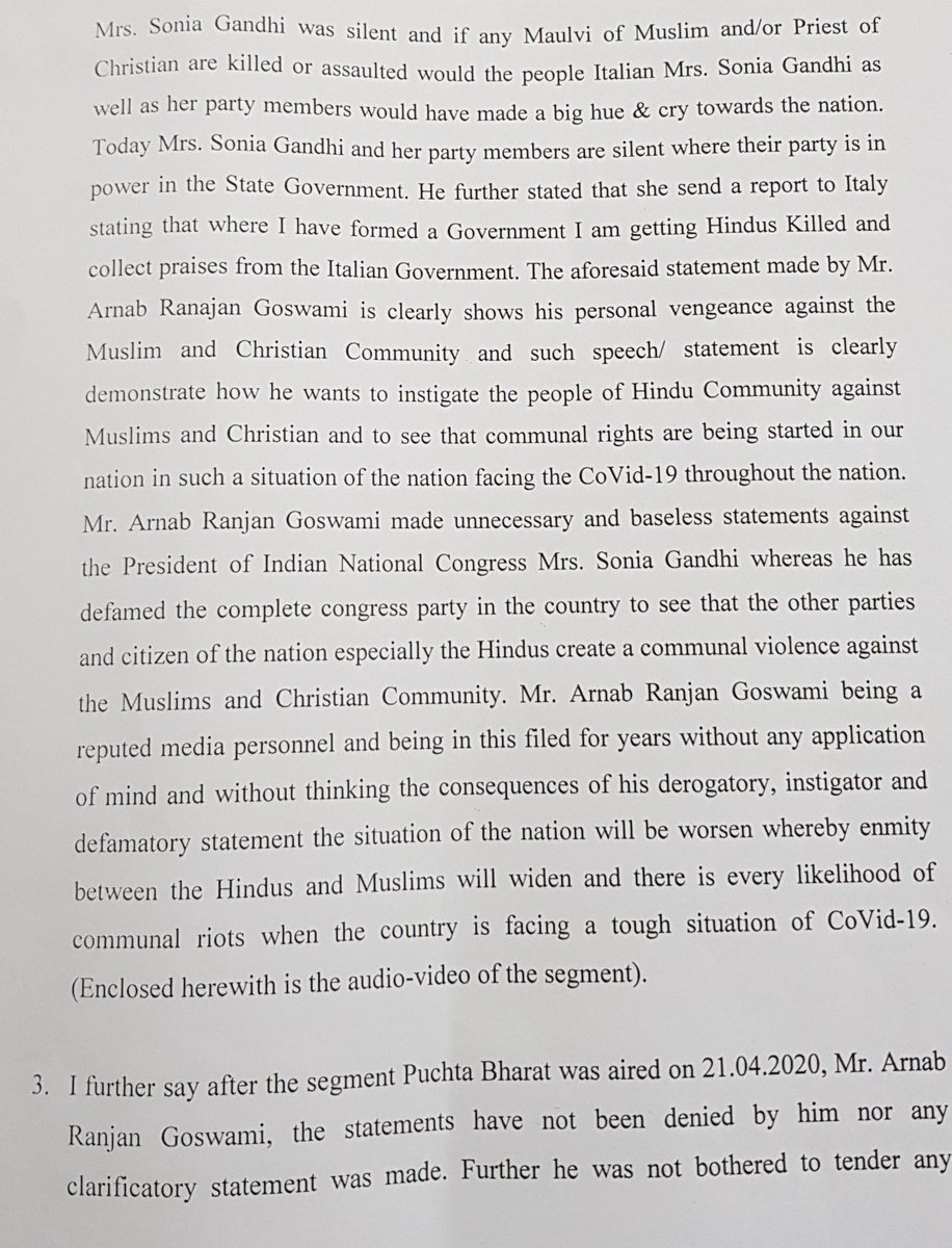 kr_congress's tweet photo. Have filed FIR againt Arnab Goswami .Press freedom doesnt give free pass to peddle lies &amp; hate. His debates are full of poison &amp; have shattered all principles of journalism. He deserves arrest+prosecution .We cant afford Radio Rwanda in India. 
#ArrestAntiIndianArnab 
@IYC @nsui https://t.co/4ogBUQLdjS