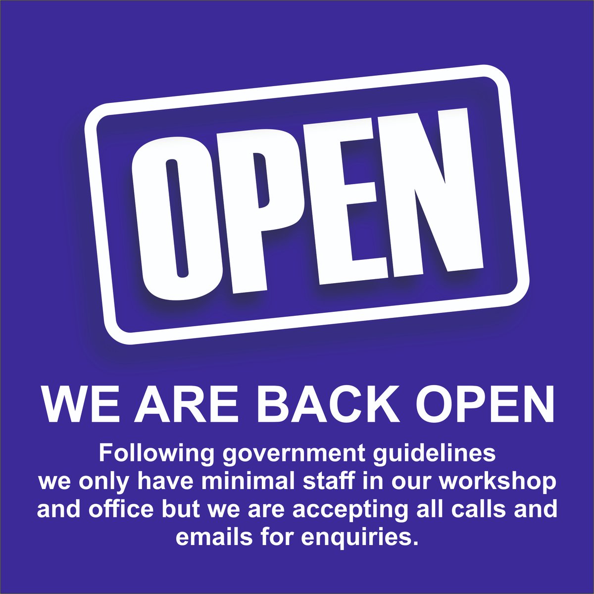 trentplastics's tweet photo. We are open again! https://t.co/7TkJgNEnge