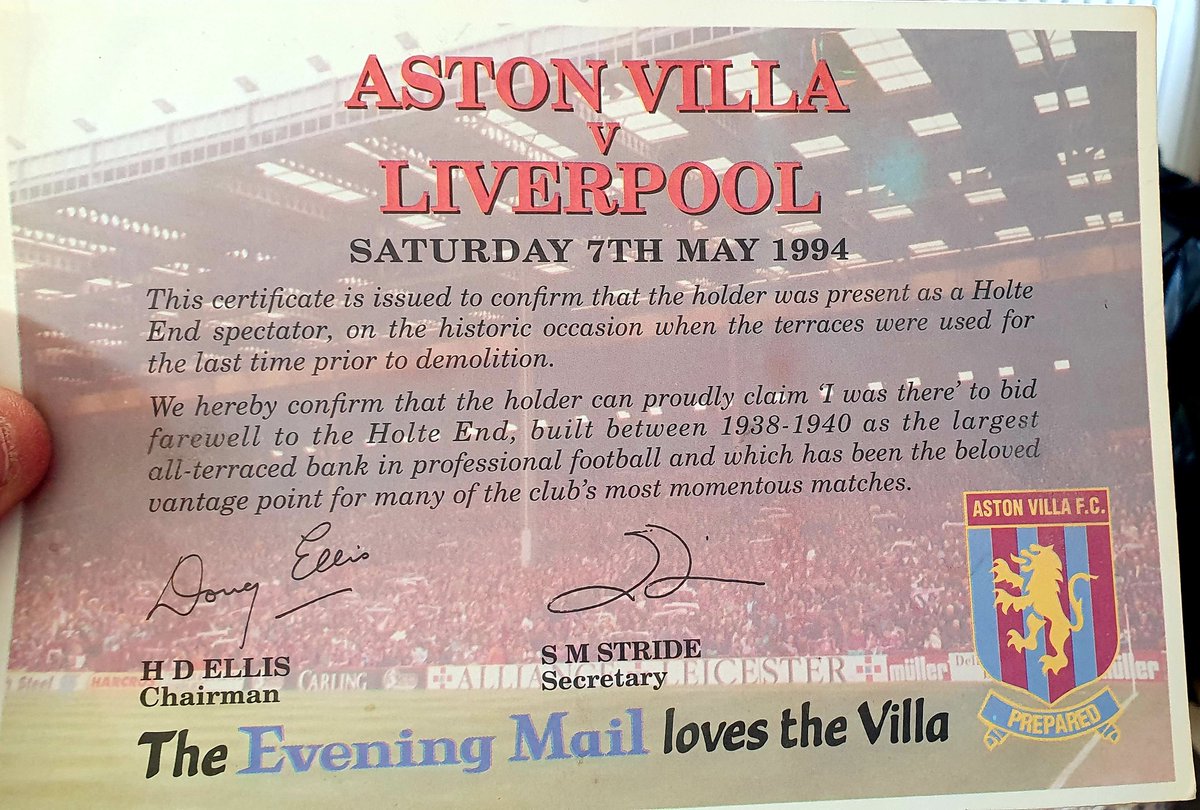 RT if you was at <a href="/AVFCOfficial/">Aston Villa</a> on the last eva match standing in the Holte End on Saturday 7th May 1994 and recieved one of these. Think if I remember rightly it was inside the match programme #AVFC