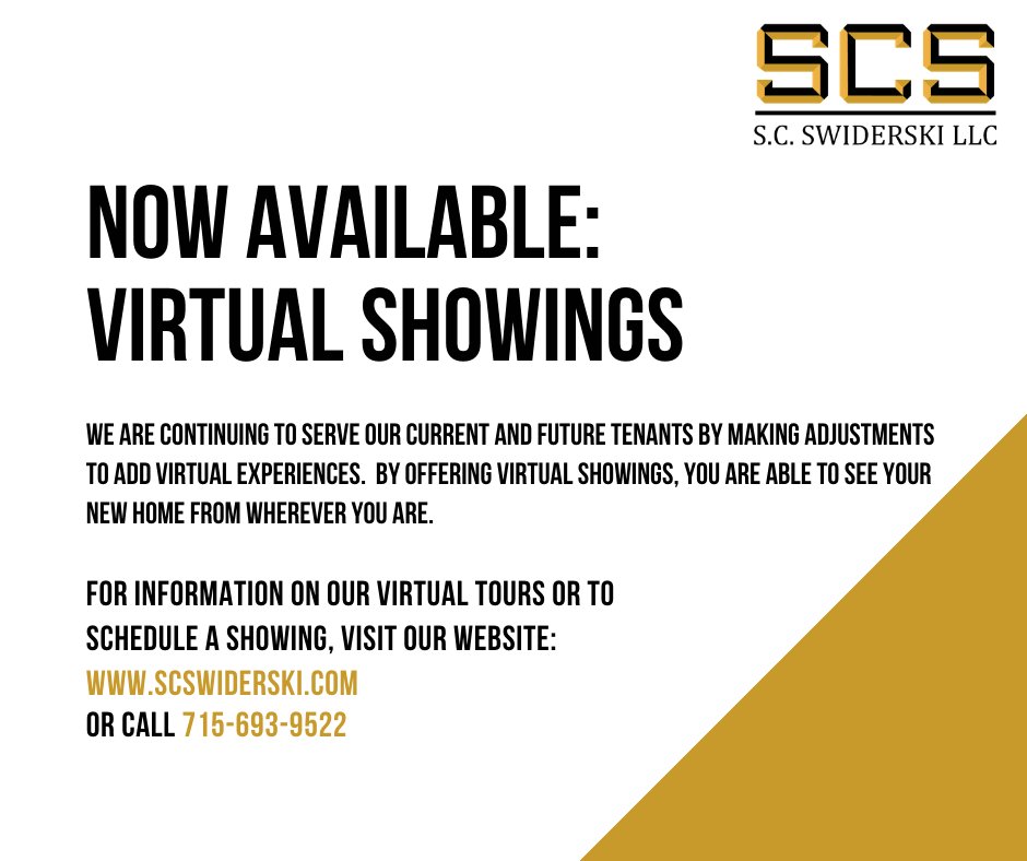 SC Swiderski, LLC (@scswiderskillc) on Twitter photo We are now offering virtual showings! Visit our website today to schedule yours! #noplacelikehome
scswiderski.com We are now offering virtual showings! Visit our website today to schedule yours! #noplacelikehome
scswiderski.com