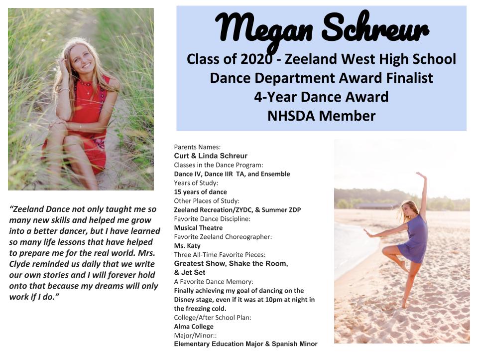 ClydeNancy's tweet photo. Today's Zeeland Dance Senior Spotlight belongs to Megan Schreur! @zeelandschools #zps #zde https://t.co/SJTiNRhsam