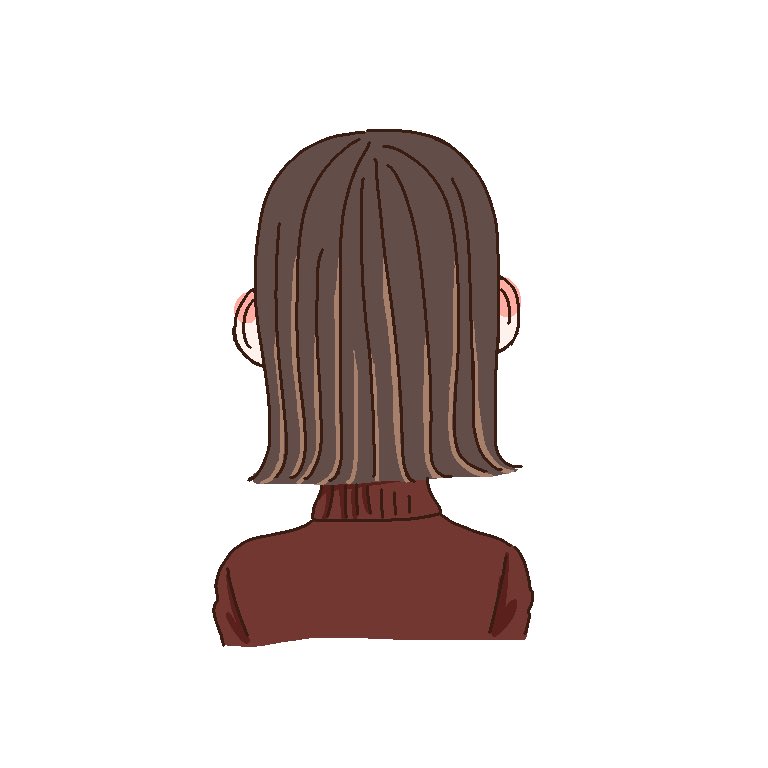 1girl solo long hair brown hair simple background white background from behind  illustration images