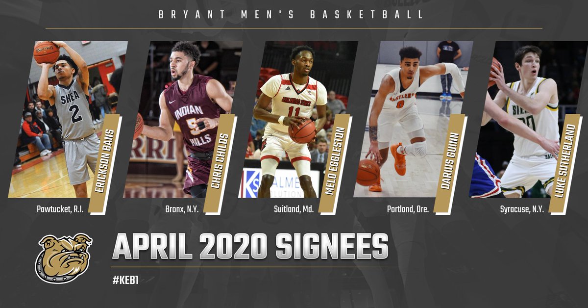  Learn more about the five newest Bulldogs: Erickson Bans, Chris Childs, Melo Eggleston, Darius Guinn and Luke Sutherland.  http://bit.ly/apr20-mbb  #KEB1 |  #NECMBB