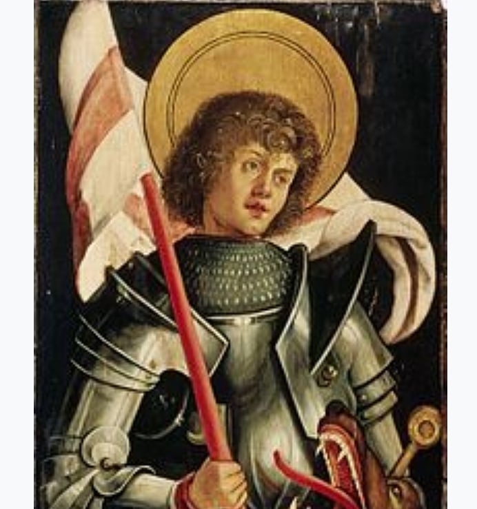 StCuthbertsRE's tweet photo. SACRED TIME this week is on St. GEORGE. He is the patron saint of England and his feast day is tomorrow. He was a solider who refused to stop being a Christian so was sentenced to death. https://t.co/JjhJMkouiX