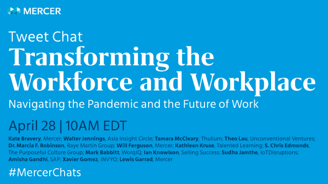 What are companies doing to support their workforce and the #FutureofWork in a post-#COVID19 world? Hear from <a href="/sujamthe/">sujamthe</a>, <a href="/Xbond49/">Xavier Gomez</a>, <a href="/Will_H_Ferguson/">Will Ferguson</a> &amp; others in our next #MercerChats April 28 at 10:00 AM EDT. #HR #Leadership bit.ly/2RUpFMk