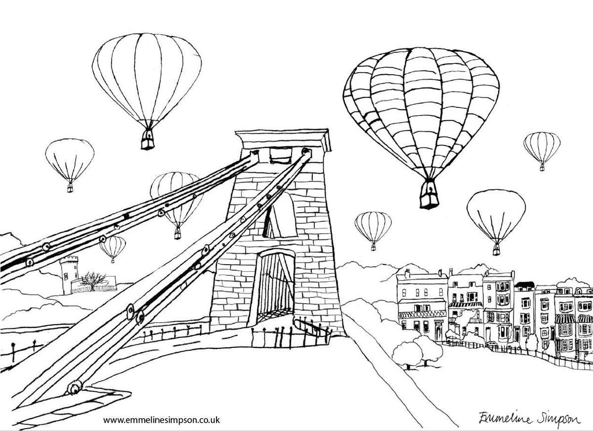 VisitBristol's tweet image. Who wants to have a go at colouring in this classic Bristol image from @emmelinesimpson? Send us your finished creations! 🎨 
#StayHome