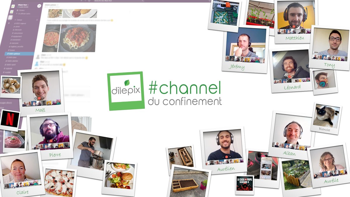 🤝La cohésion d'équipe ne s’arrête pas en confinement, bien au contraire! 
Le #teletravail favorise des initiatives qui n’ont pas forcément lieu en temps normal. Chez Dilepix, via notre outil #slack nous nous partageons tous nos bons plans pour en faire profiter les autres👍