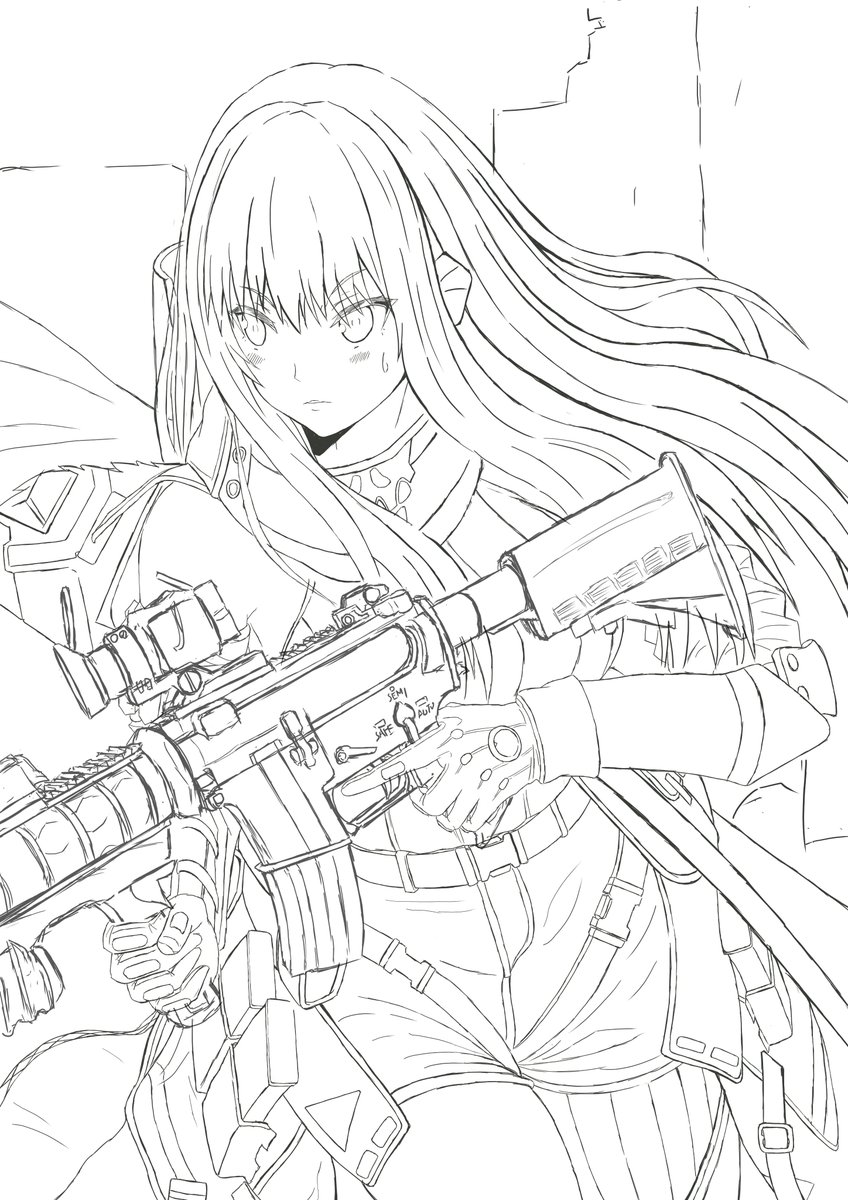 M4A1の顔描きなおしたけどどっちがいいかわからない 