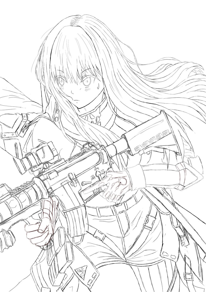 M4A1の顔描きなおしたけどどっちがいいかわからない 