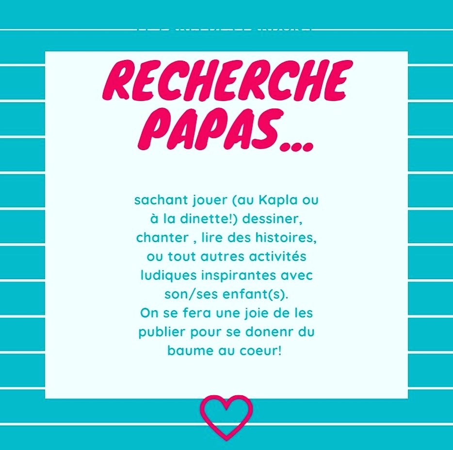 Avis aux papas créatifs en mode confinés