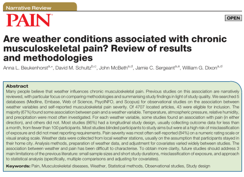 HealthinnTech's tweet photo. 👉Todos hemos tenido pacientes que nos refieren empeoramiento😩 en su #dolor con los cambios de tiempo 🌨️

🤔Pero, ¿Qué nos dice la evidencia?🤔

Os resumimos esta interesante Revisión que publicó @PAINthejournal recientemente sobre #dolorcrónico 

👇👇👇👇👇 https://t.co/xvPsfxXp86