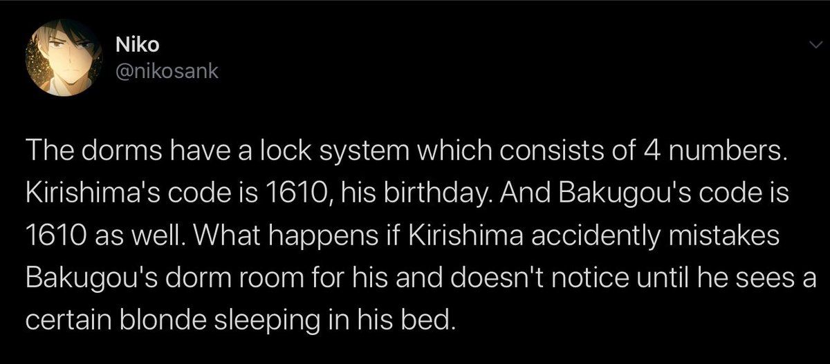 notes!- this fic is a request for the wonderful  @nikosank who came up with the awesome prompt (below!)- I’d love to add this story to kiribaku week but it doesn’t fit any of the prompts :’) but I’m glad if I can just add some krbk to the week- be prepared for fluff galore!