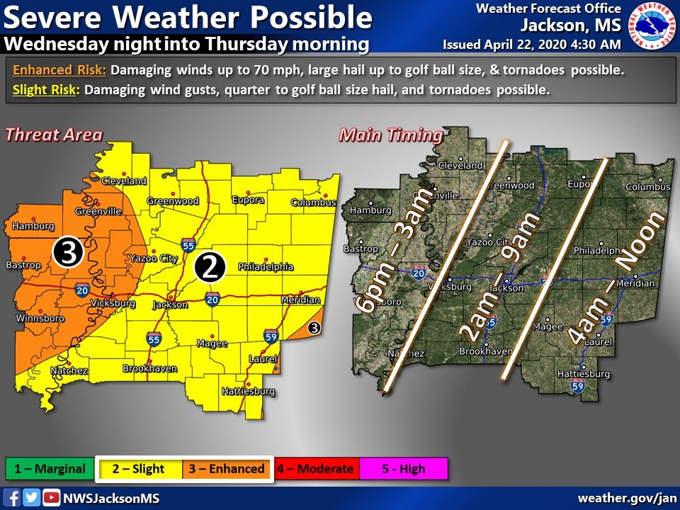 HindsCCSafety's tweet photo. #HindsCC Severe Storms are possible tonight into Thursday morning.
Main Threat: Damaging Straight Line Winds, Hail, Heavy Rainfall, and a few Tornadoes.
Flash Flood Watch is in effect for this evening through tomorrow morning.
#HCCWeather #HCCREADY https://t.co/3c7kuLIVig