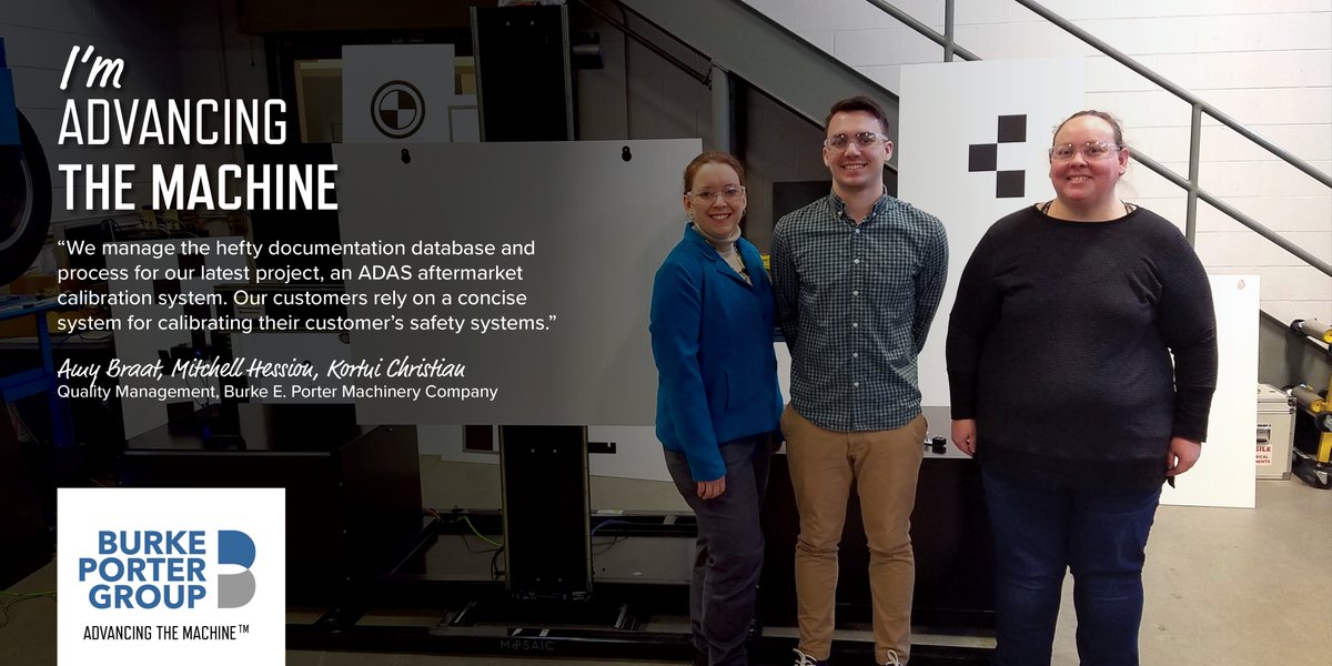 “We manage the hefty documentation database &amp; process for our latest project, an #ADAS aftermarket #calibration system. Our customers rely on a concise system for calibrating their customer’s #safety systems.” 

Amy Braat, Mitchell Hession, Kortui Christian BEPCO