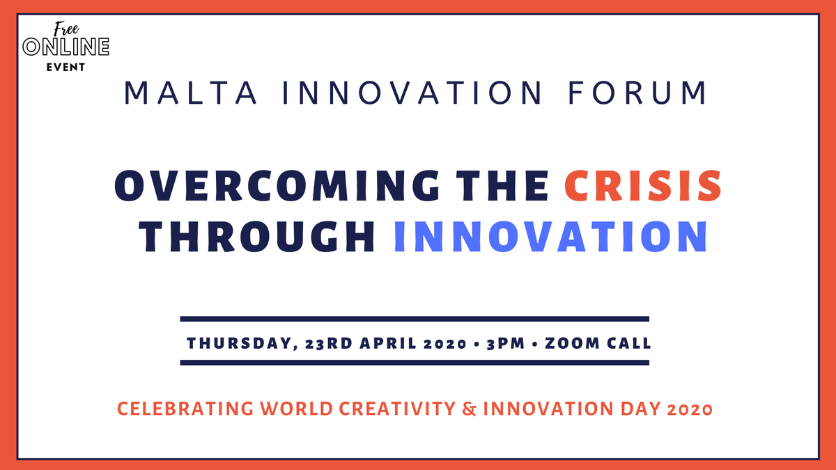 TOMORROW 15:00
Overcoming The Crisis Through #Innovation
Free Registration : bit.ly/crisisinnovati…

How might we start #travelling abroad again? How might we #pivot our businesses to survive the #crisis? How might we adapt #jobs where the work cannot be done from home? 

#malta