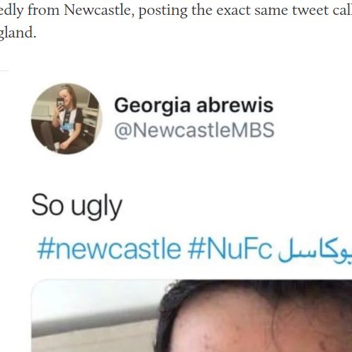 3/ Thirdly, both accounts are new, being set up in April 2020 - which is usually suspicious. Fourthly, one of the accounts was deleted. Specifically, Georgia Abrewis, whose handle was 'NewcastleMBS', has now been replaced by a new account tweeting only in Arabic Presumably