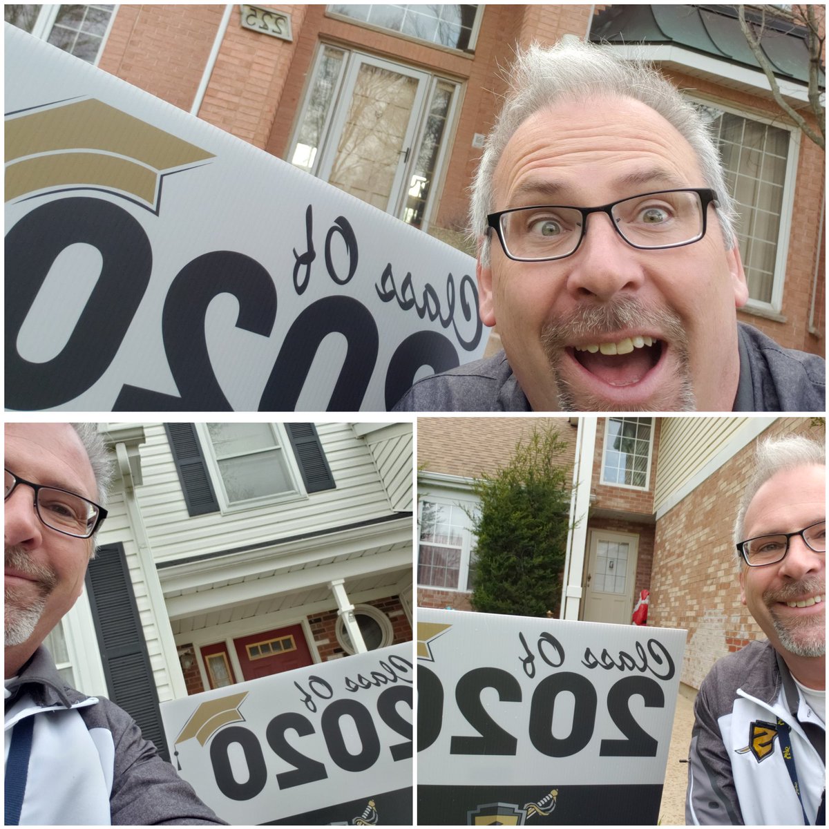 TonySandersSupt's tweet photo. Streamwood High is putting signs in the yards of every senior.  I was blessed to be able to deliver signs for three senior members of my student advisory council - Anya Landrowski, Hallie Furtak, and Jenna Manzano. @sdu46 https://t.co/IzV0ExjpLJ
