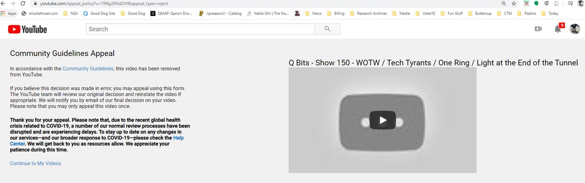 I need your help.I have appealed YT's censorship of last night's show (I've literally sacrificed my job, thousands of hours of research & uncounted money) to deliver last night's show.Please RETWEET THIS THREAD!USE THE HASHTAG(Demand Justice) in your Tweets! #DEMANDJUSTICE