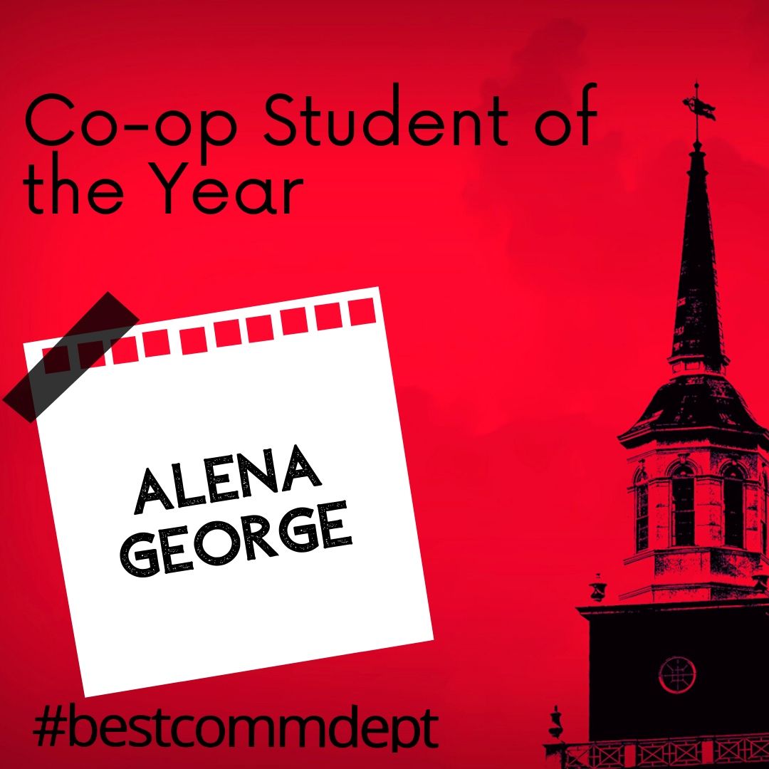 CommUC's tweet photo. Our outstanding co-op this year is senior Alena George! #bestcommdept #CommCeleb2020 #bestCommCeleb @anniestraka @UCCareerEd https://t.co/APCeo4556U
