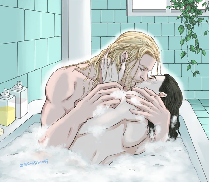 Thorki,bathtime in Midgard😘 